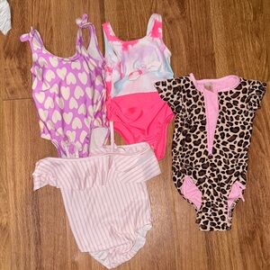 Pink and Leopard Kids Swim One Piece Set